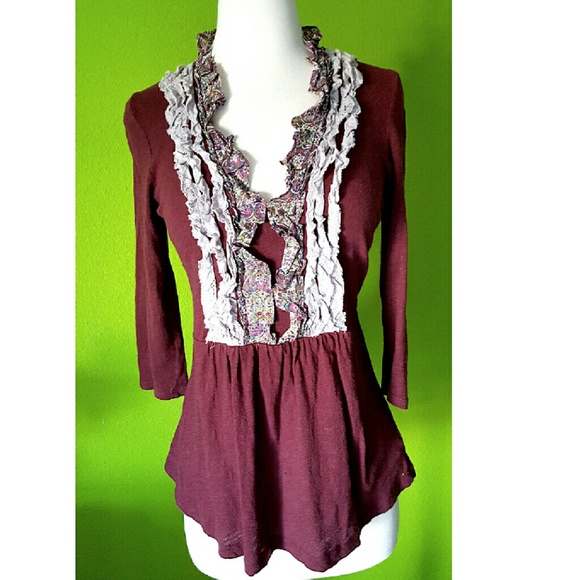 Anthropologie Ruffle Front Blouse - Picture 2 of 4